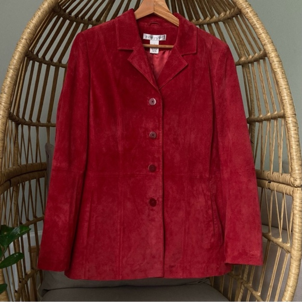 %100 Leather Vintage Pursuits LTD Jacket US L Regent Pop of Red Nomadic Country